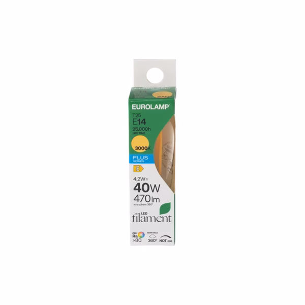ΛΑΜΠΑ LED FILAMENT ΣΩΛΗΝΩΤΗ T25 4.2W 470LM Ε14 3000K 220-240V - Image 2