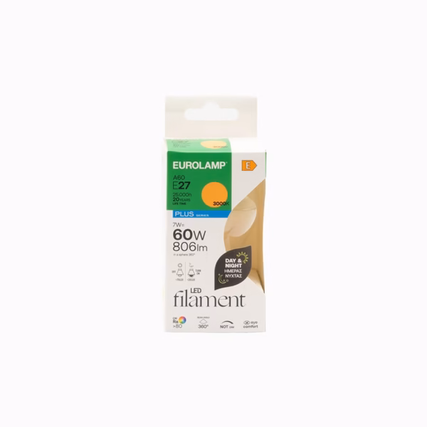 ΛΑΜΠΑ LED FILAMENT ΗΜΕΡΑΣ ΝΥΧΤΑΣ 7W 806lm E27 3000K 220-240V - Image 2