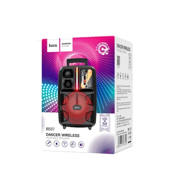 Φορητό Ηχοσύστημα Trolley Hoco BS37 Karaoke Μαύρο 10W BT V5.0 TWS με Μικρόφωνο και Υποστήριξη FM, USB, AUX - Image 2