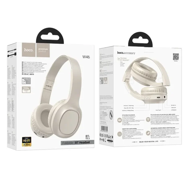 Wireless Ακουστικά Stereo Hoco W46 Charm V5.3 200mAh AUX Λευκά - Image 2