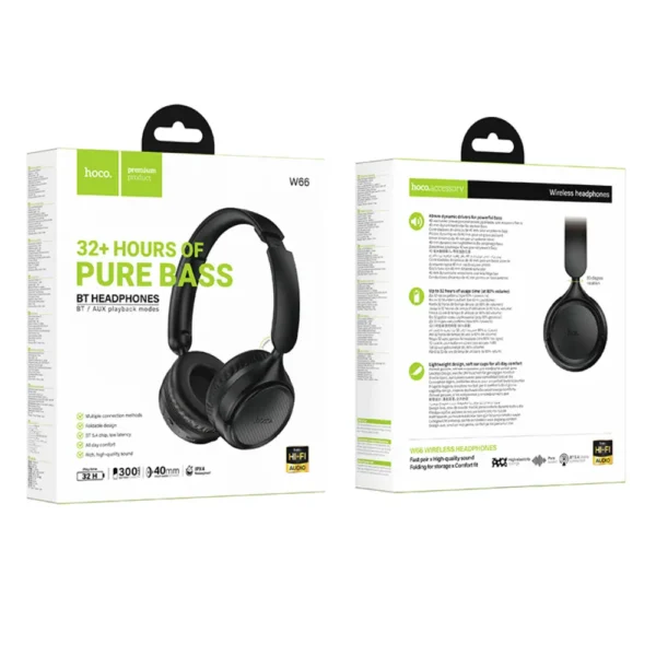 Wireless Ακουστικά Stereo Hoco W66 Wave v5.4 300mAh 32hr Χρήσης με Μικρόφωνο Μαύρα - Image 3